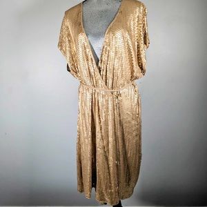NWT Michael - Michael Kors gold sequin wrap dress 3x